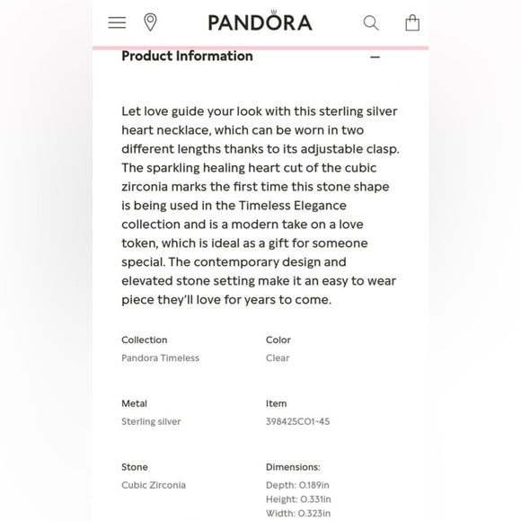 Authentic Pandora Sparkling Elevated Heart Necklace S925 ALE Sterling Silver NEW - Picture 8 of 10